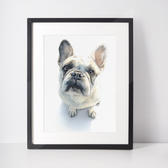 Watercolor French Bulldog Pet Portrait Wall Art Print Poster Unframed - Cute Dog - Picture 3 of 6